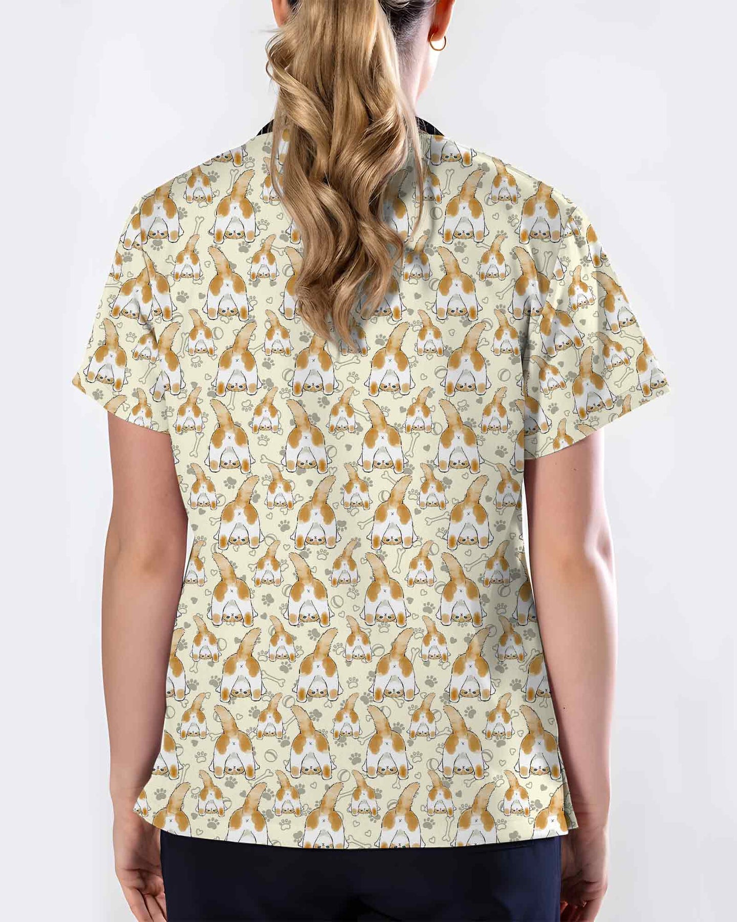 Cute Cats Butt Medical Scrub Top - Scrubloop