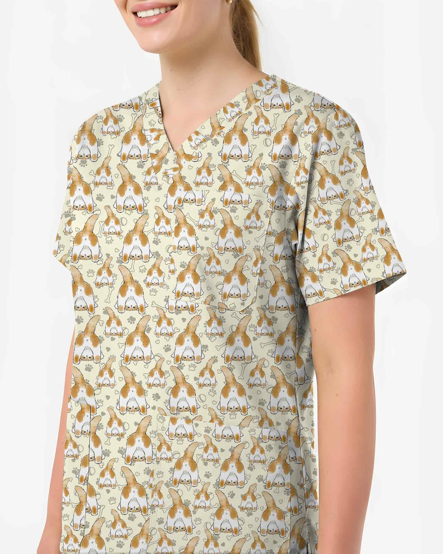 Cute Cats Butt Medical Scrub Top - Scrubloop