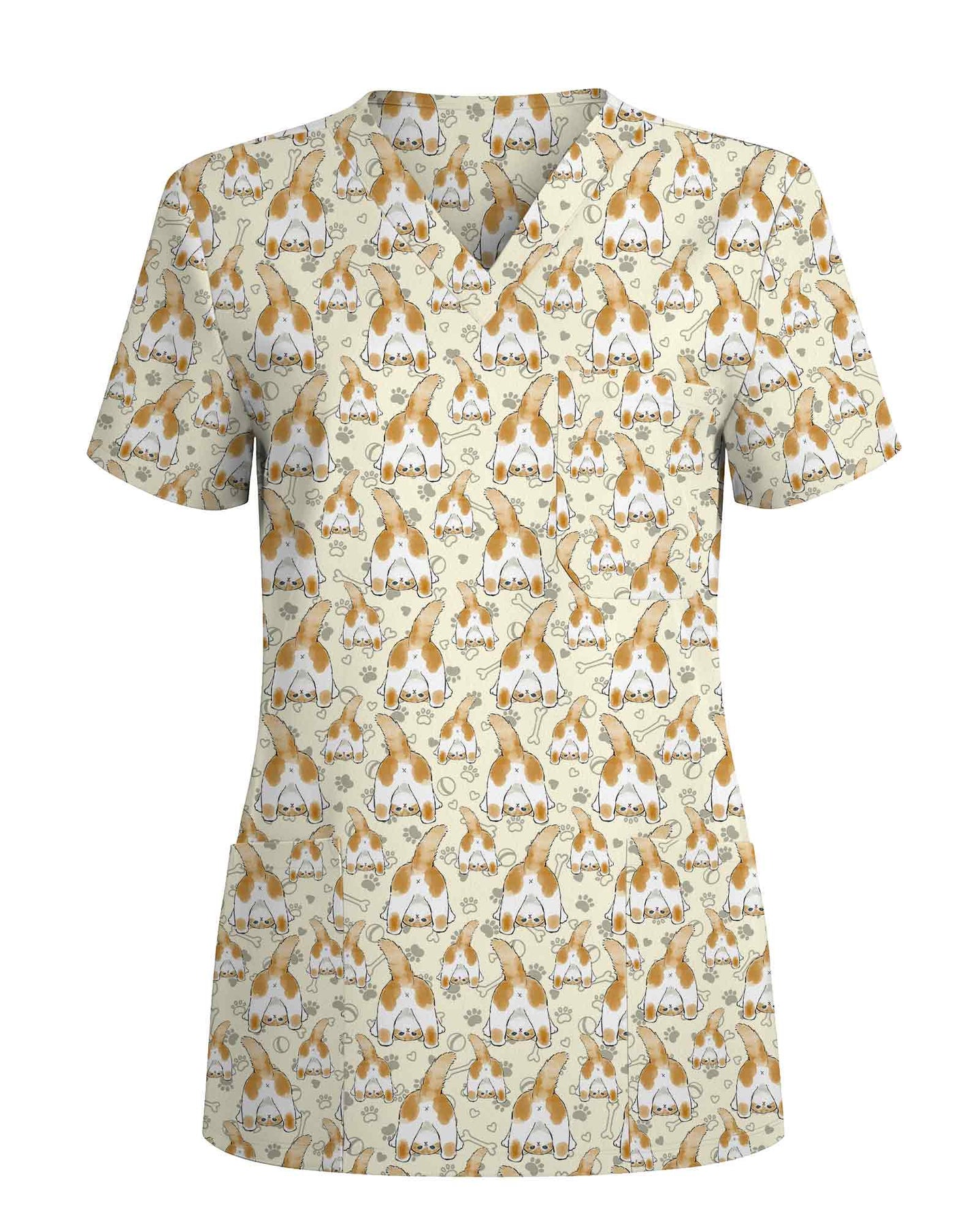 Cute Cats Butt Medical Scrub Top - Scrubloop