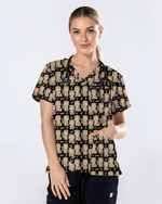 Cute Chibi Cat Christmas Medical Nurse Scrub Top - Scrubloop