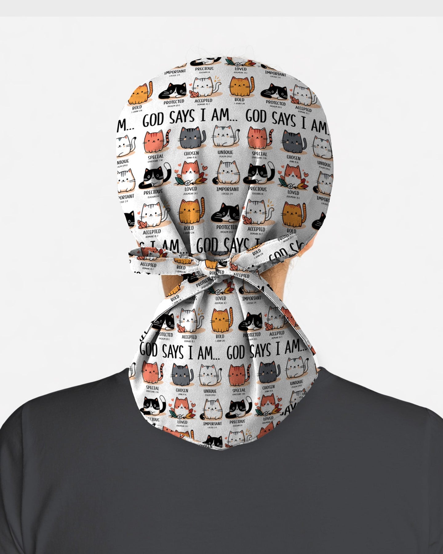Cute Christian Cat God Says I Am Top Scrub Cap - Scrubloop