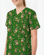 Cute Christmas Avocado Medical Scrub Top - Scrubloop