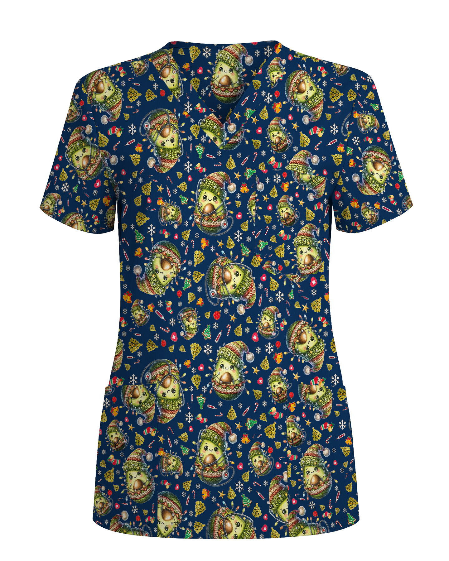 Cute Christmas Avocado Medical Scrub Top - Scrubloop