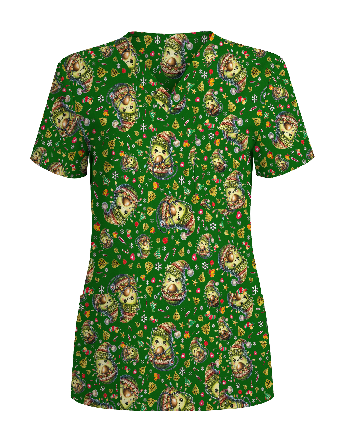 Cute Christmas Avocado Medical Scrub Top - Scrubloop