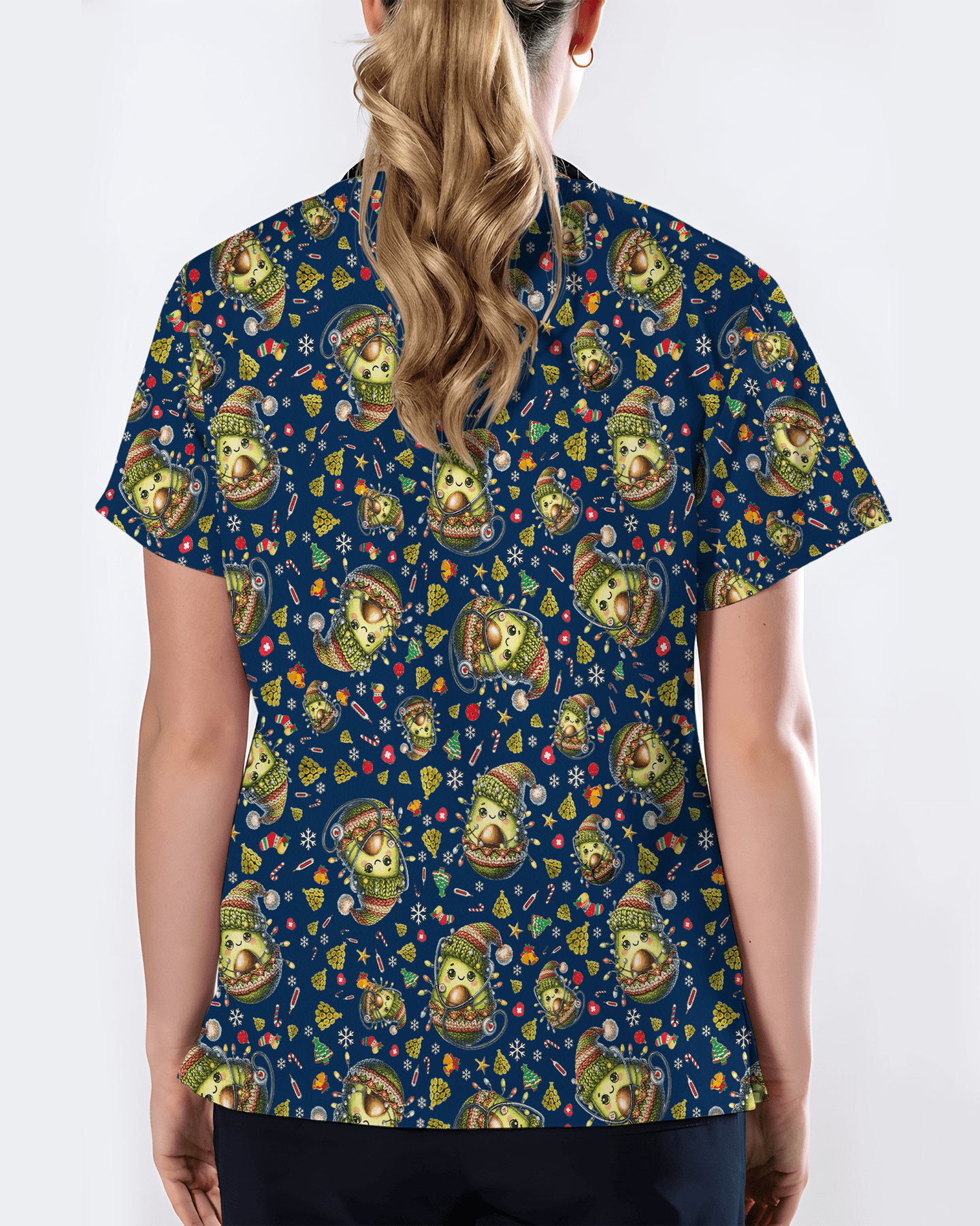 Cute Christmas Avocado Medical Scrub Top - Scrubloop