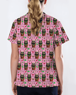 Cute Christmas Black Cat Nursing Scrub Top - Scrubloop