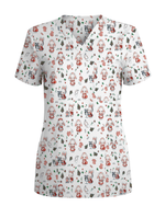 Cute Christmas Bunny Medical Scrub Top - Scrubloop