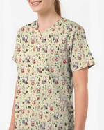 Cute Christmas Bunny Medical Scrub Top - Scrubloop