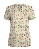 Cute Christmas Bunny Medical Scrub Top - Scrubloop