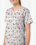 Cute Christmas Bunny Medical Scrub Top - Scrubloop