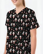 Cute Christmas Bunny Medical Scrub Top - Scrubloop