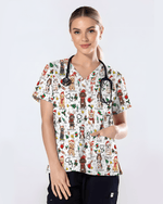 Cute Christmas Dog Breeds Medical Scrub Top - Scrubloop