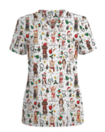 Cute Christmas Dog Breeds Medical Scrub Top - Scrubloop