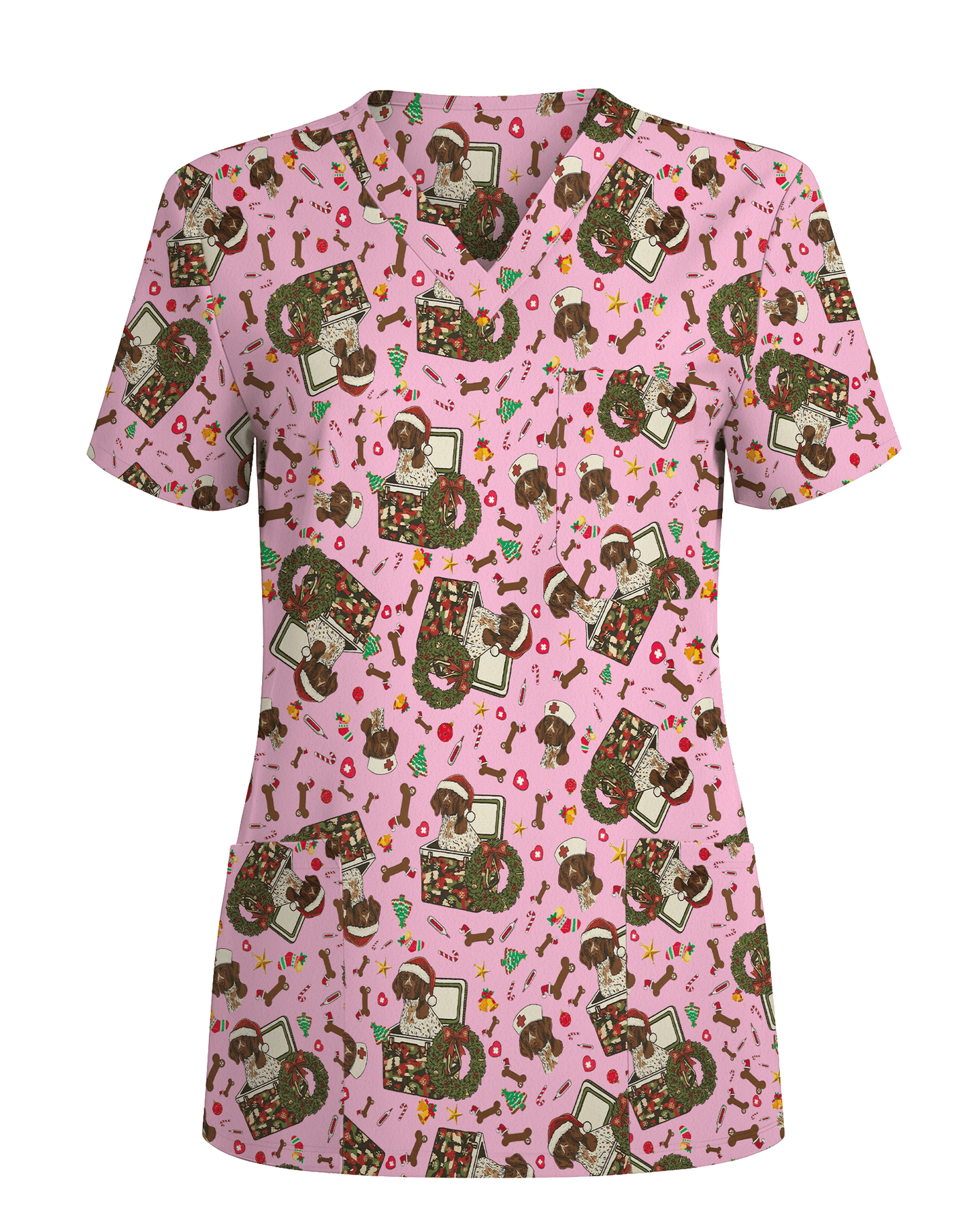 Cute Christmas Dog Medical Scrub Top - Scrubloop