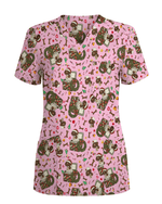 Cute Christmas Dog Medical Scrub Top - Scrubloop