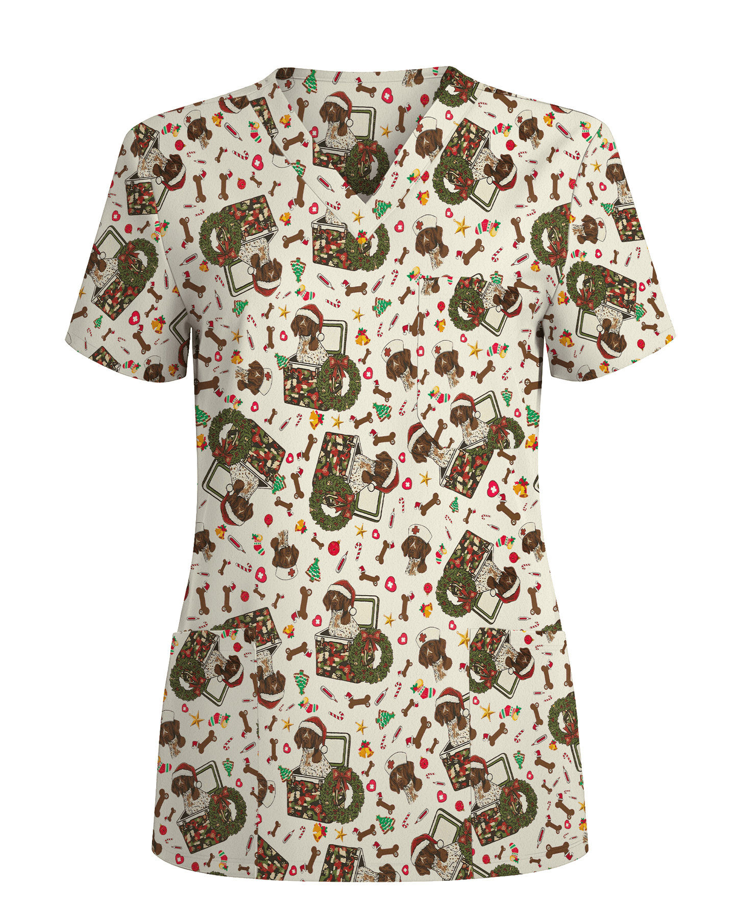 Cute Christmas Dog Medical Scrub Top - Scrubloop