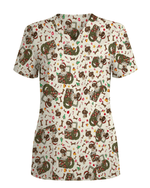 Cute Christmas Dog Medical Scrub Top - Scrubloop