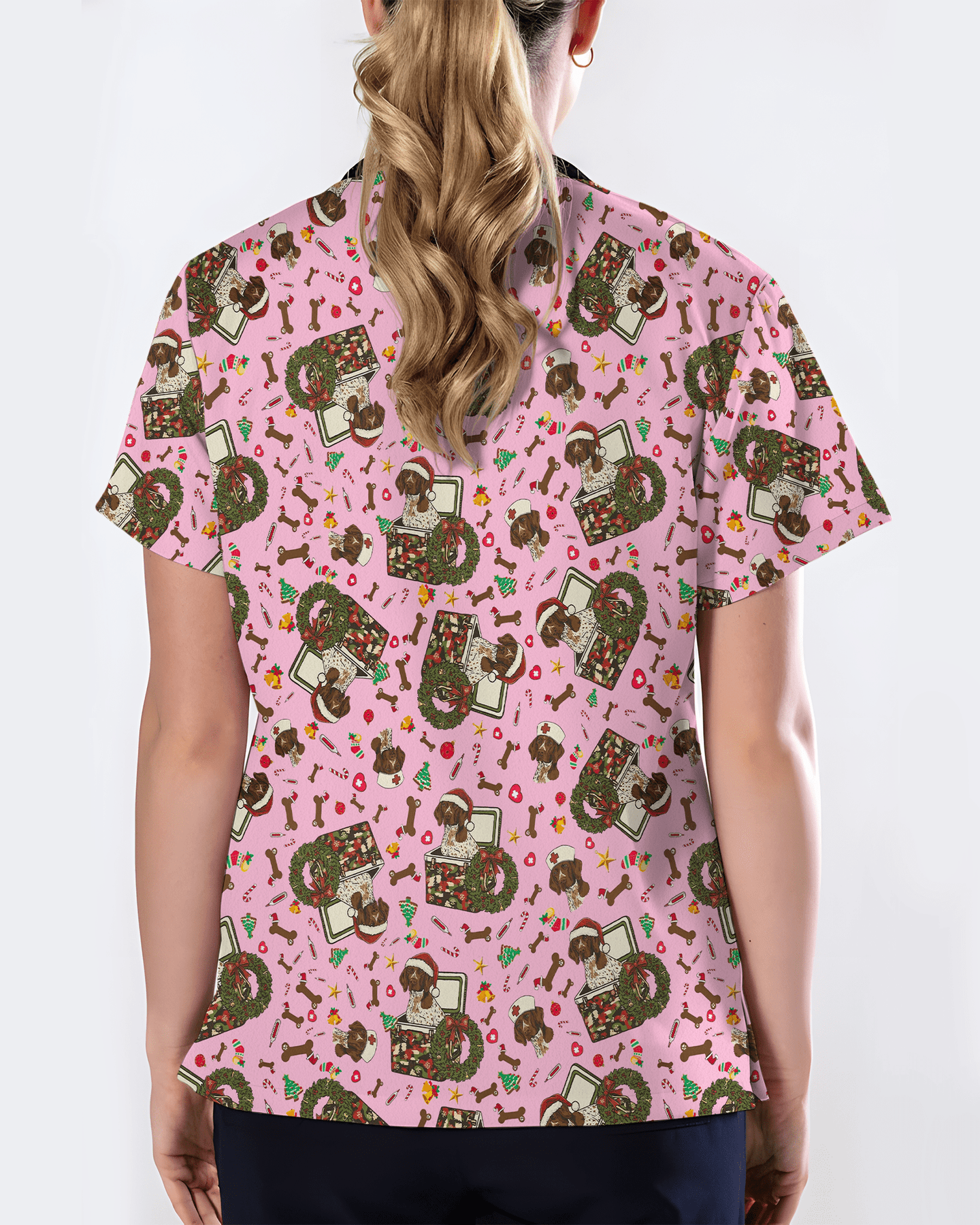 Cute Christmas Dog Medical Scrub Top - Scrubloop
