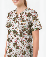 Cute Christmas Dog Medical Scrub Top - Scrubloop