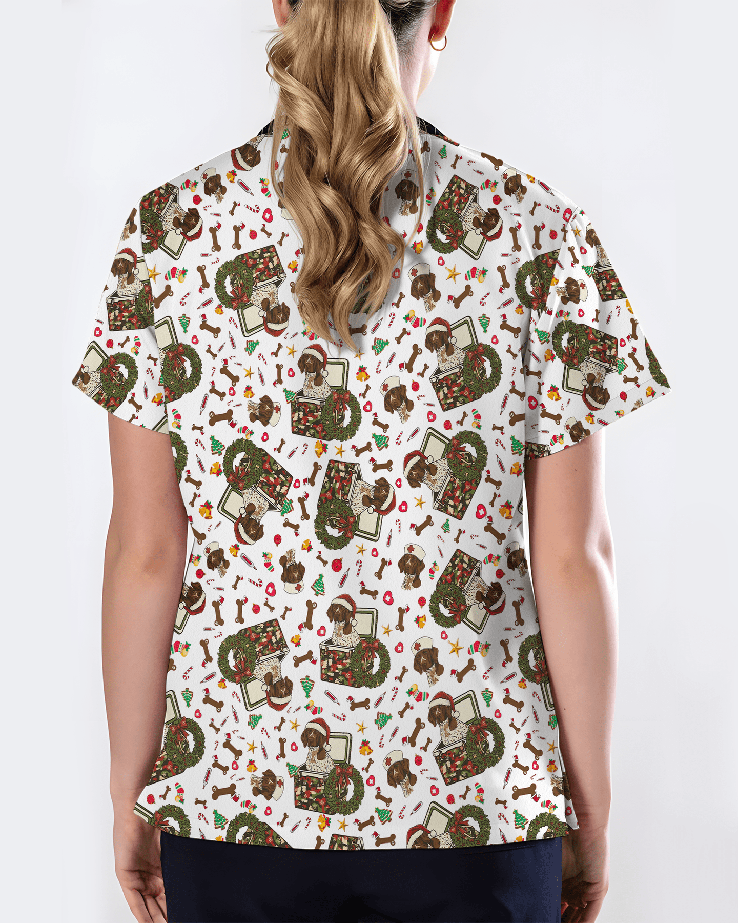 Cute Christmas Dog Medical Scrub Top - Scrubloop