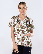 Cute Christmas Dog Medical Scrub Top - Scrubloop
