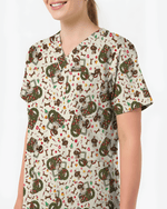Cute Christmas Dog Medical Scrub Top - Scrubloop