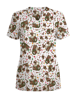 Cute Christmas Dog Medical Scrub Top - Scrubloop