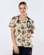 Cute Christmas Dog Medical Scrub Top - Scrubloop