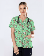 Cute Christmas Pill Capsule Nursing Scrub Top - Scrubloop