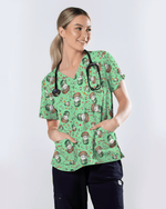 Cute Christmas Pill Capsule Nursing Scrub Top - Scrubloop