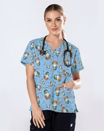 Cute Christmas Pill Capsule Nursing Scrub Top - Scrubloop