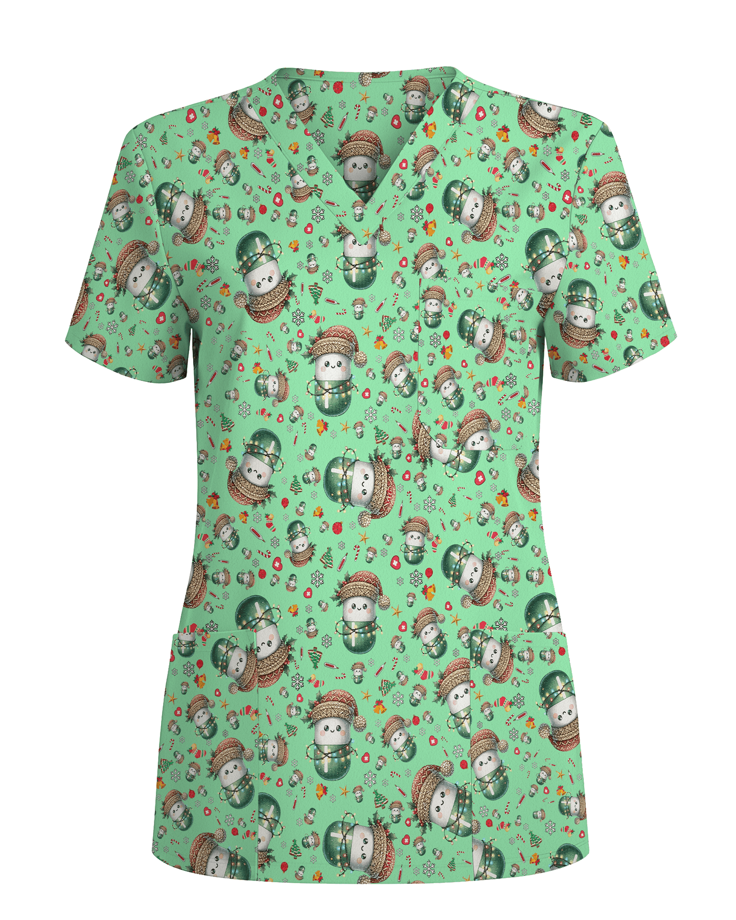 Cute Christmas Pill Capsule Nursing Scrub Top - Scrubloop