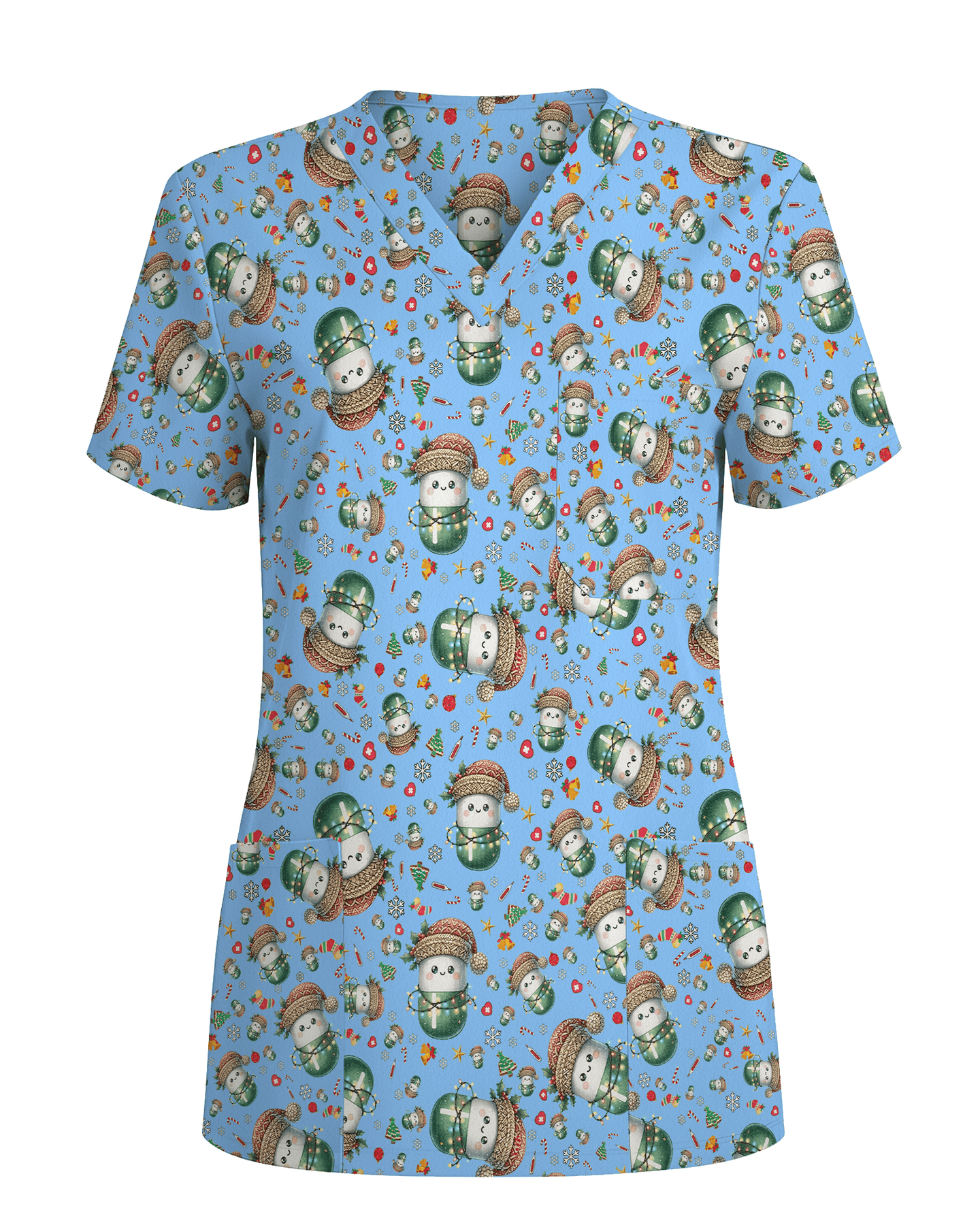Cute Christmas Pill Capsule Nursing Scrub Top - Scrubloop