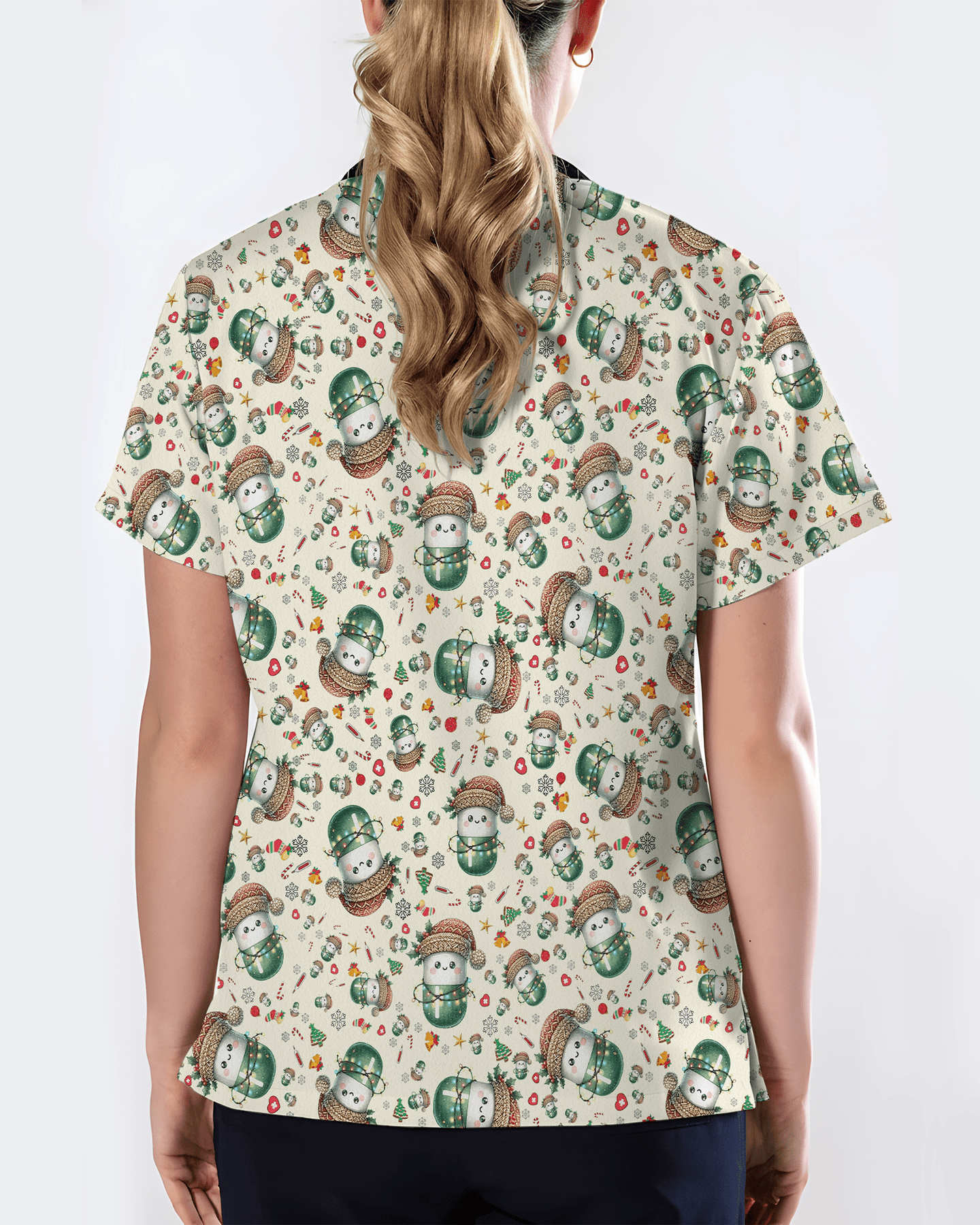 Cute Christmas Pill Capsule Nursing Scrub Top - Scrubloop