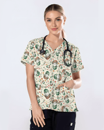Cute Christmas Pill Capsule Nursing Scrub Top - Scrubloop