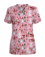 Cute Christmas Rudolph & Santa Medical Scrub Top - Scrubloop