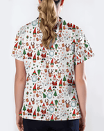 Cute Christmas Rudolph & Santa Medical Scrub Top - Scrubloop