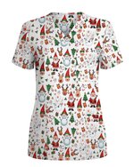 Cute Christmas Rudolph & Santa Medical Scrub Top - Scrubloop