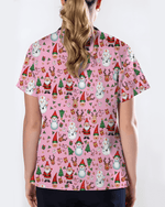 Cute Christmas Rudolph & Santa Medical Scrub Top - Scrubloop