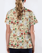 Cute Christmas Rudolph & Santa Medical Scrub Top - Scrubloop