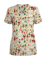 Cute Christmas Rudolph & Santa Medical Scrub Top - Scrubloop