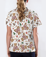 Cute Christmas Teddy Bear Medical Scrub Top - Scrubloop