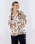 Cute Christmas Teddy Bear Medical Scrub Top - Scrubloop