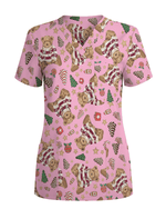Cute Christmas Teddy Bear Medical Scrub Top - Scrubloop