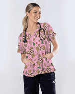 Cute Christmas Teddy Bear Medical Scrub Top - Scrubloop