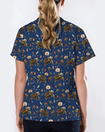 Cute Christmas Turtle Medical Scrub Top - Scrubloop