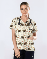 Cute Christmas Turtle Medical Scrub Top - Scrubloop