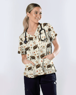 Cute Christmas Turtle Medical Scrub Top - Scrubloop
