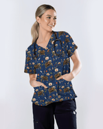 Cute Christmas Turtle Medical Scrub Top - Scrubloop