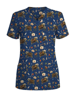 Cute Christmas Turtle Medical Scrub Top - Scrubloop